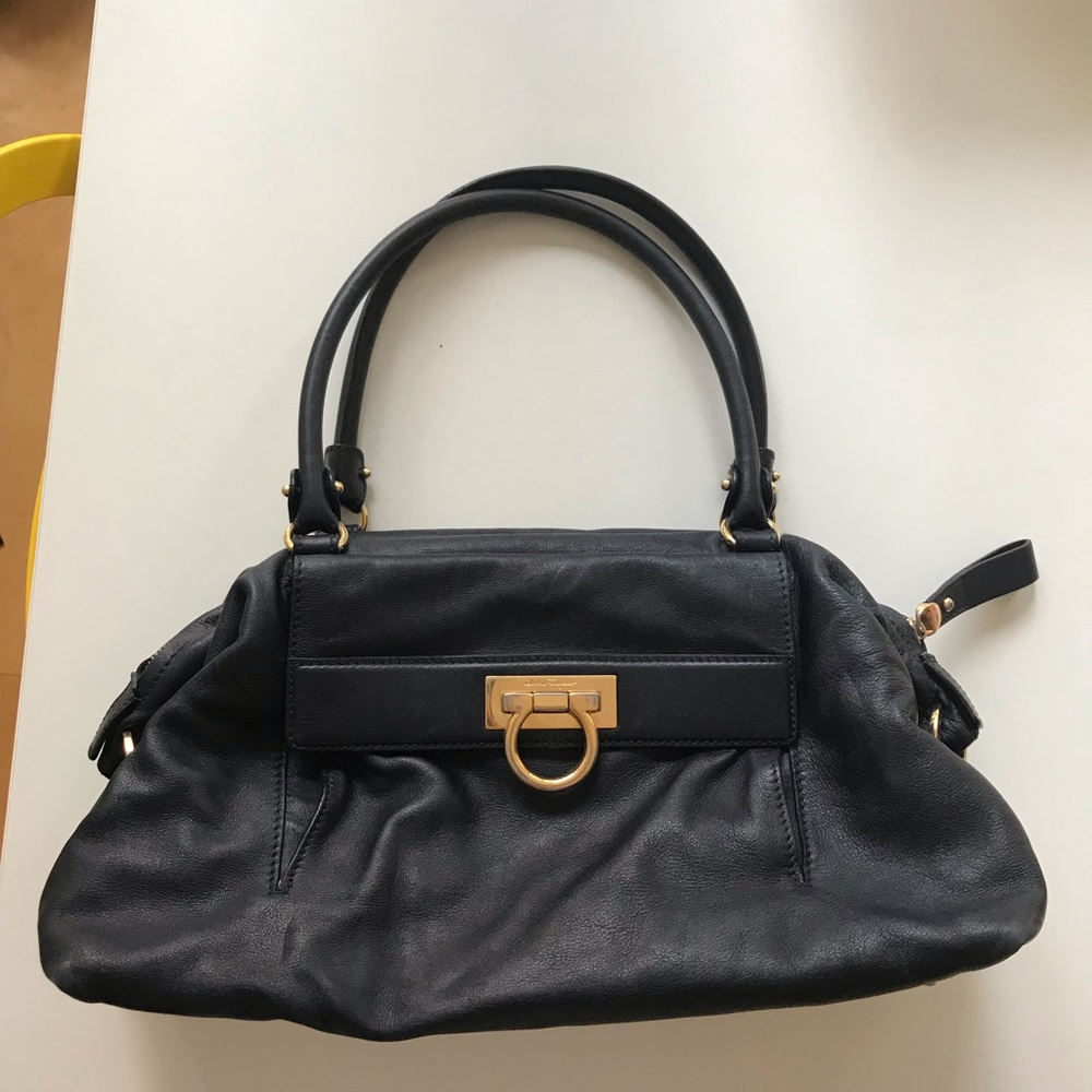 Salvatore Ferragamo Navy Leather Bag